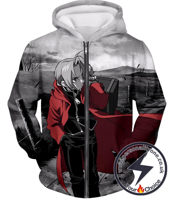 Fullmetal Alchemist Amazing Fullmetal Alchemist Anime Scene Leaving Edward Elrich Cool Zip Up Hoodie